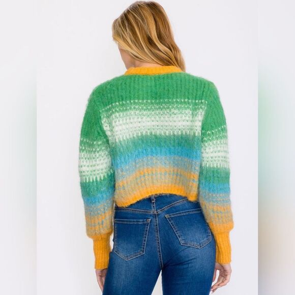 Cute Trendy LONG SLEEVES COLORBLOCK FUZZY PULLOVER SWEATER - Picture 4 of 4